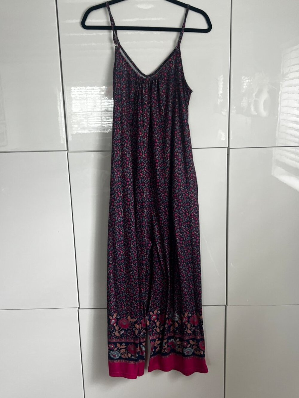 ANRABESS Women Jumpsuits  Casual Sleeveless Spaghetti Strap Boho Wide Leg Romper - Picture 3 of 4